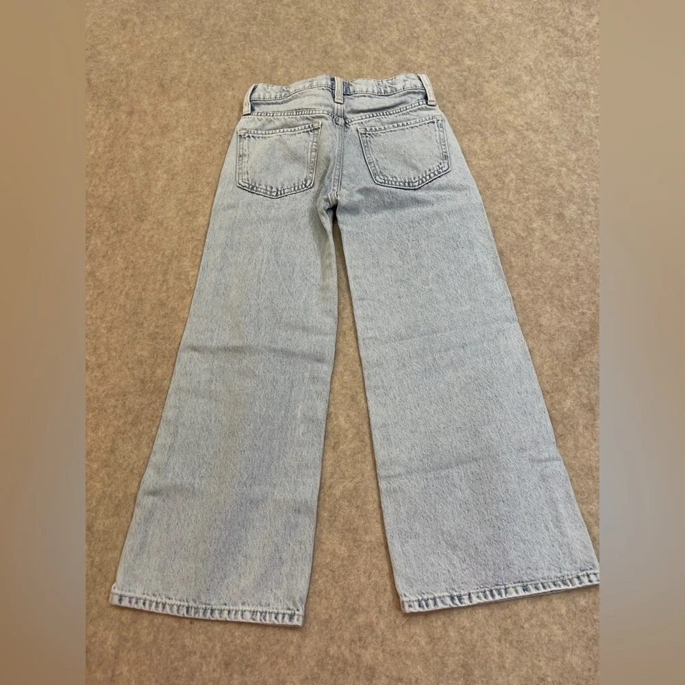 Old Navy High Rise Baggy Wide Leg Light Wash Blue Denim Jeans Girls size 8